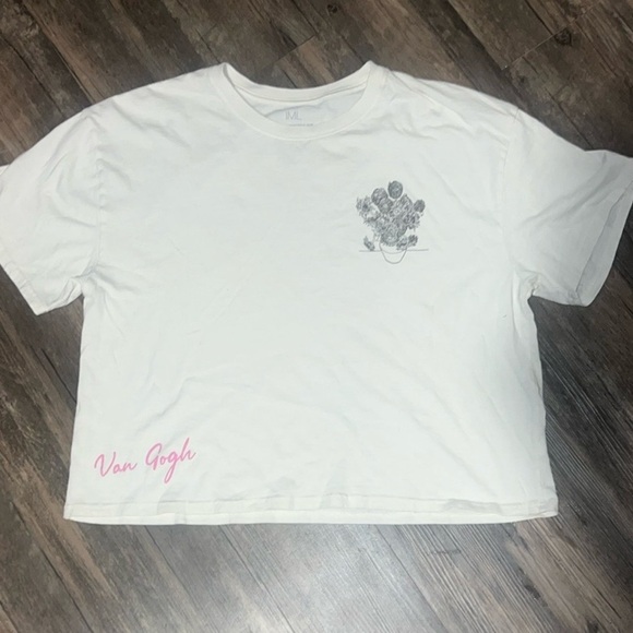 Cream colored over sized  T-Shirt with Van Gogh Graphic - Picture 1 of 6